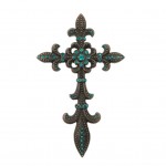 7003COP-TUR TURQUOISE CRYSTAL / COPPER WALL CROSS / W FDL DESIGN